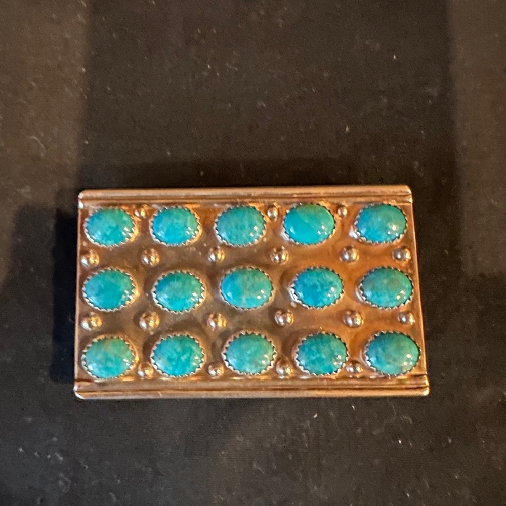 Beautiful sterling & turquoise handmade belt buckle